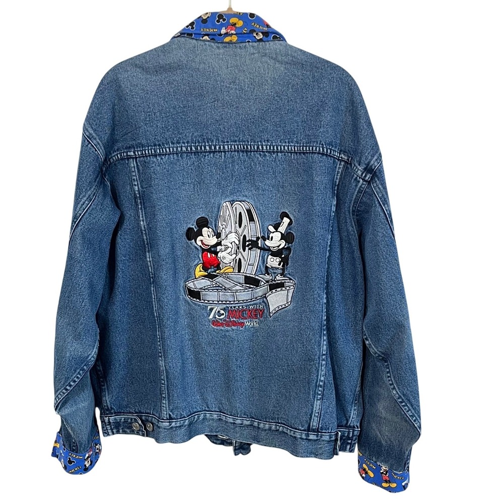 Custom Vintage Mickey Mouse 75th Anniversary Denim‎ Jean Jacket  Size XL - Picture 3 of 6
